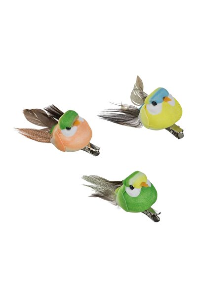 OEM Set 3 păsări decorative colorate 7 cm cu pene și clips – prinzi rapid un ...