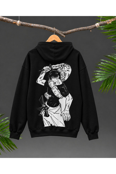 Toji Fushiguro Anime Baskılı Oversize Kapüşonlu Sweatshirt
