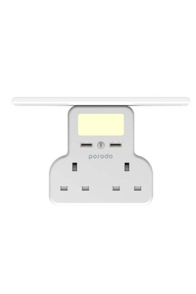 porodo Multi-Function Power Socket and Night Light 13A 12W Universal Power Adapter Socket - White