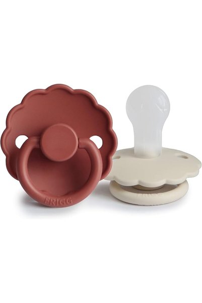 Tenuta Friggiali FRIGG Daisy Silicone Baby Pacifier 0-6M 2-Pack Chamomile/Hon...