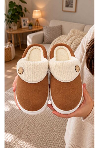 W-Luvion Women's Button Detailed, Soft, Plush, Washable Home Slippers, High T...