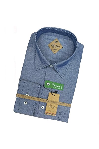 GÖMLEK GALERİSİ Men's Classic Wide Cut Long Sleeve Pocket Oxford Cotton Shirt
