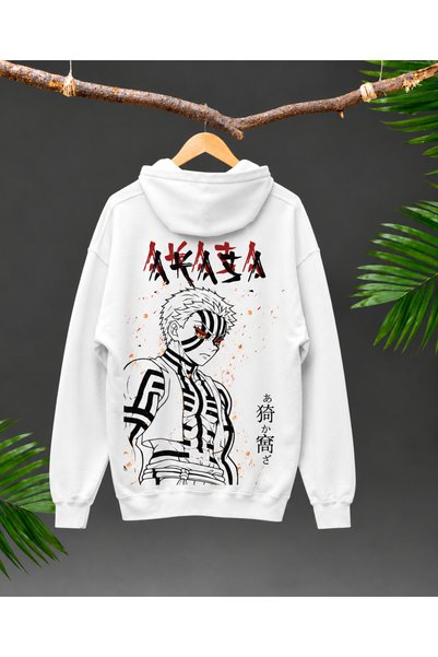 Nulivez Akaza Demon Slayer Oversize Anime Printed Unisex Hoodie