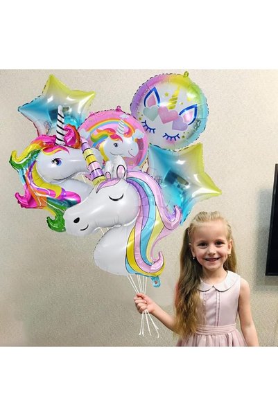 AZONEE Unicorn Balloons 6th Birthday Decorations for Girls, 6th Unicorn Party Decoration Number 6 Bi