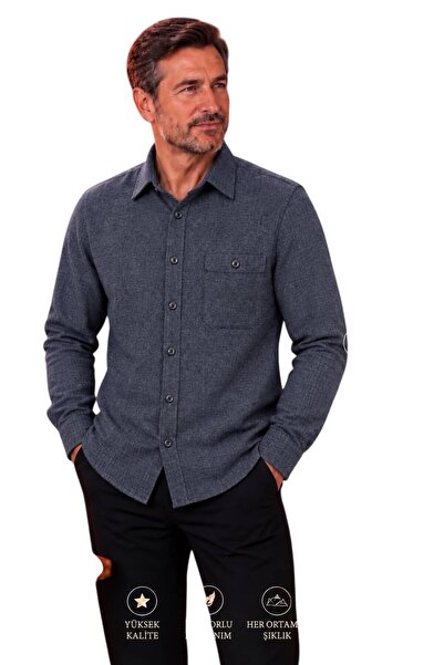 GÖMLEK GALERİSİ Men's Classic Wide Cut Long Sleeve Pocket Oxford Cotton Shirt
