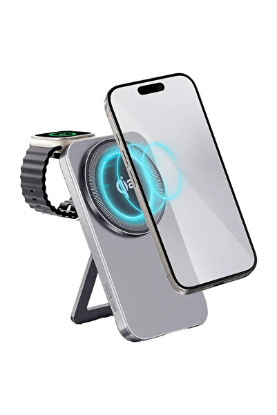 Green Lion Magstand Duo Wireless Charger with Kickstand 15W - Gray