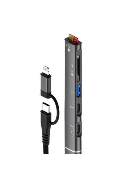 Skygo ZR563 Lightning Type-C 5 İn 1 Usb Hub Card Reader