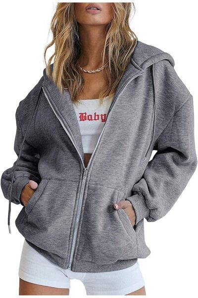 GENERAL AUTOMET Womens Zip Up Hoodies Long Sleeve Fall Oversized Sweatshirts ...