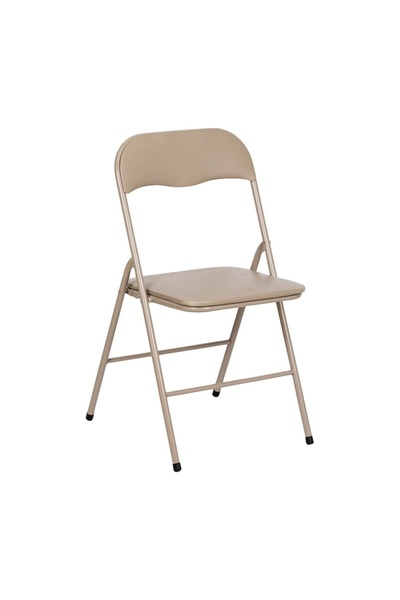 OEM Scaun pliabil metalic 47x43,5x80 cm, taupe, șezut din poliester – ușor de...