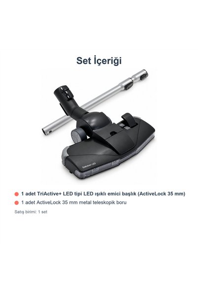 Parmis Philips Uyumlu XD 8152 Performer LED Işıklı Emici Başlık ve Teleskopik Boru Seti
