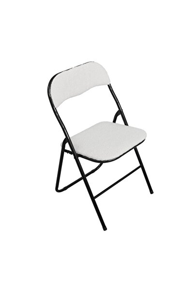 OEM Scaun pliabil metalic 44x47x80 cm, negru/alb – șezut și spătar textil, de...