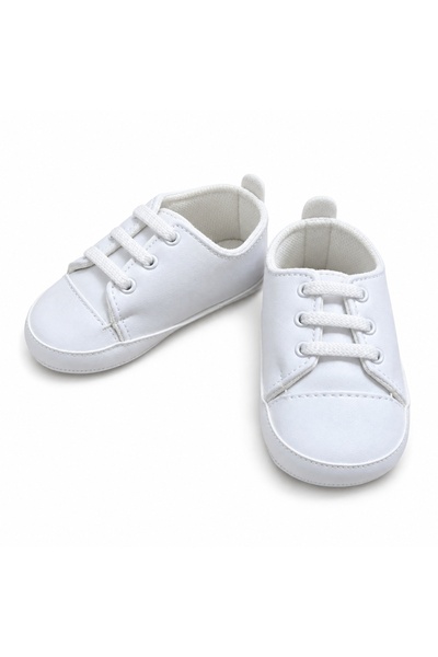 Pure Boutique Pantofiori bebe albi cu sireturi, eleganti, talpa moale