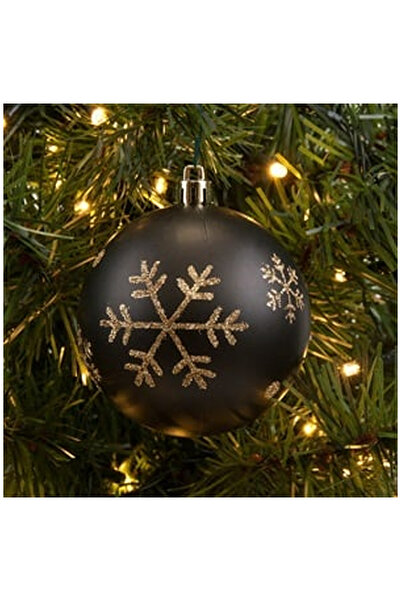 OEM Black Christmas Baubles Gold Flake Ø8cm - 6pcs