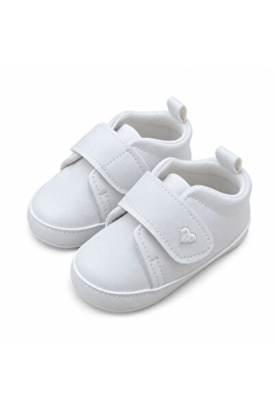 Pure Boutique Pantofiori bebe albi din piele ecologica cu arici si inimioara ...