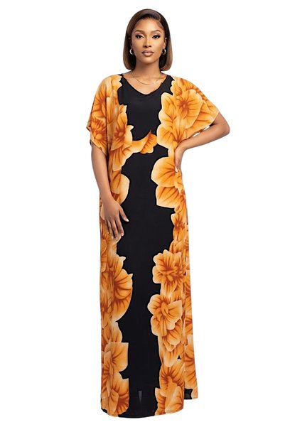 Generic Brand Women's Elegant Floral Kaftan Dress
