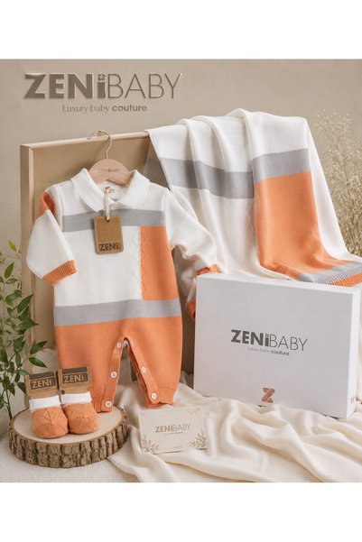 ZENİ BABY Yenidoğan Triko Bebek Seti – Tulum, Battaniye ve Aksesuar Seti