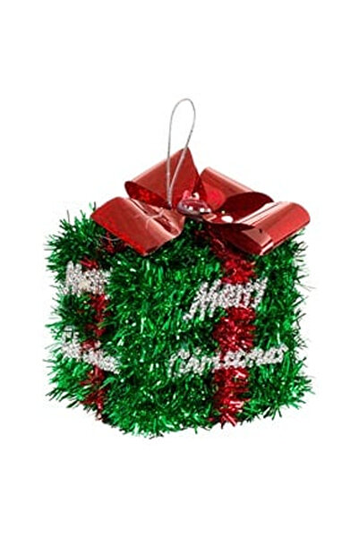 OEM Christmas Tree Ornament 3D Gift Green Merry Christmas Red Bow with Tinsel...