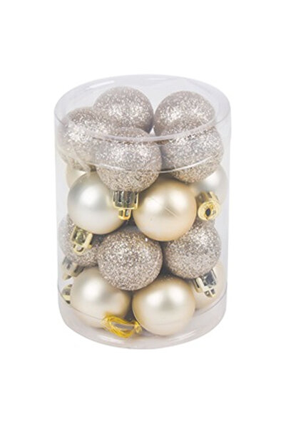 OEM Set Globuri de Craciun Bej Mat Glitter Ø3cm - 20buc