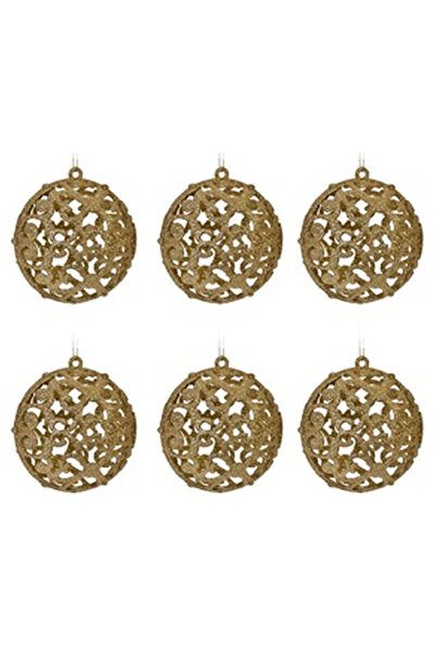 OEM Set Globuri de Craciun Aurii Glitter Ø8cm - 6buc