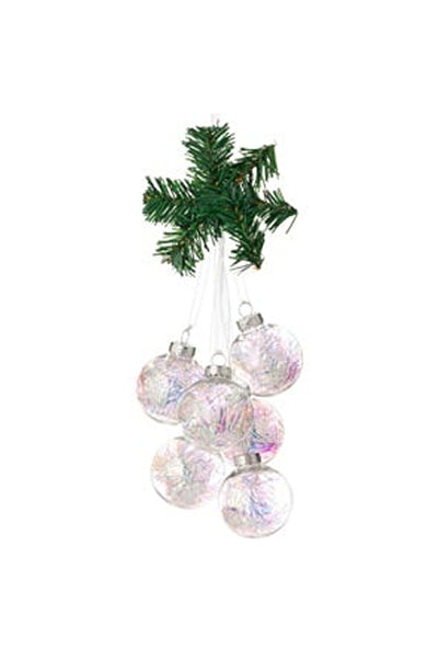 OEM Ghirlanda Decorativa de Craciun cu 6 Globuri transparente cu Tinsel Holog...