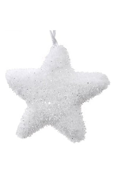 OEM Ornament Brad de Craciun Stea Alba Irizata Tinsel 9cm