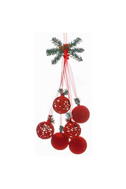 OEM Decorative Christmas Garland Branch with 6 Red Globes 40cm
