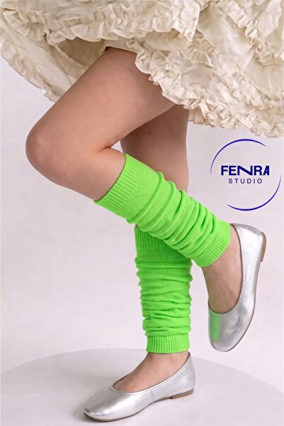 FENRA STUDIO بنطلون نسائي قطني بلون أخضر فلورسنت نيون
