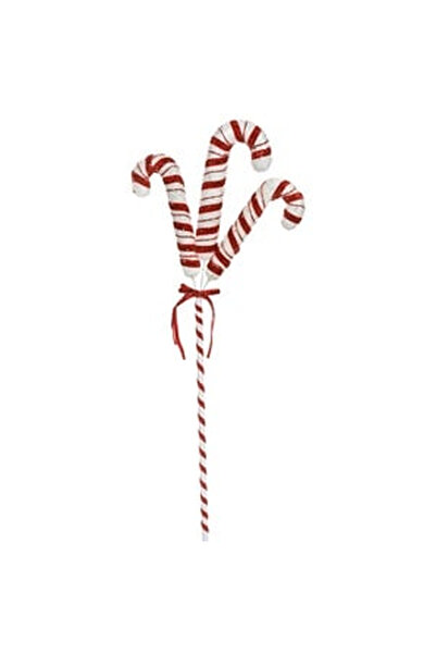OEM Ornament Brad de Craciun Stick cu 3 Bastonase din Spuma Rosii Albe 59cm