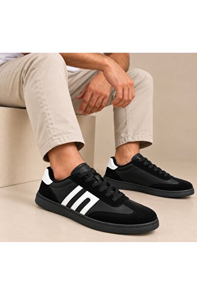 Anıl Ayakkabı Nk Cooper Men's Black White Detailed Memory Foam Orthopedic Ins...