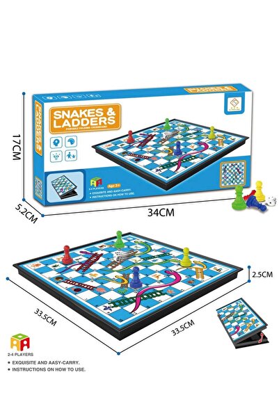 OEM Joc de societate Serpi si Scari, tabla pliabila, 2-4 jucatori, 3 ani+