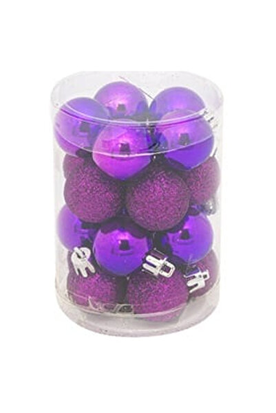 OEM Set of Purple Glitter Christmas Baubles Ø3cm - 20pcs