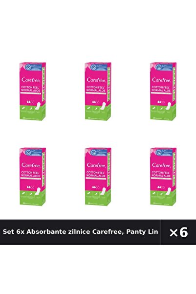 Carefree Set 6x Absorbante zilnice Carefree, Protej-slipuri Aloe, 20 bucăți
