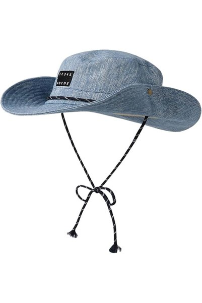 TERRIFI Western Cowboy Hat, Trendy Denim Bucket Hat with Chin Strap, Wide Bri...