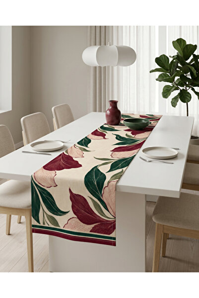 MUN HOME Ruby Digital Printed 1 Piece Embroidery-Looking Runner Fuchsia Green...