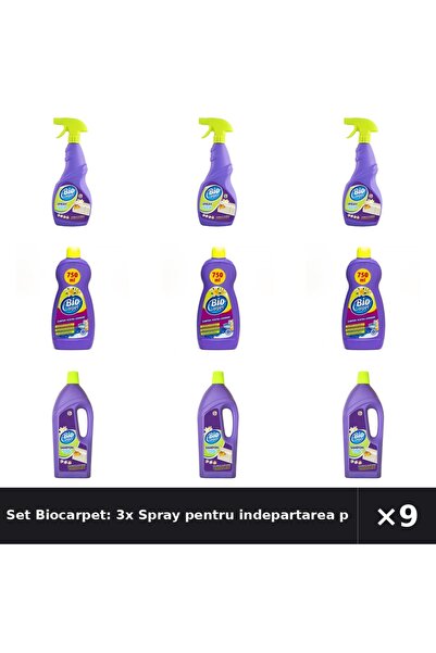 Biocarpet Set Biocarpet: 3x Spray pentru indepartarea petelor , 750 ml + Samp...