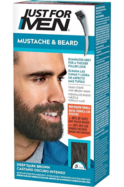 Just For Men Mustache & Beard, Beard Dye for Men with Brush Included for Easy...