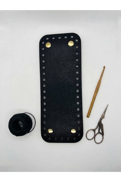 hobi dünyası evim Rivetli Silicone Rectangular Bag Base Black 18X7