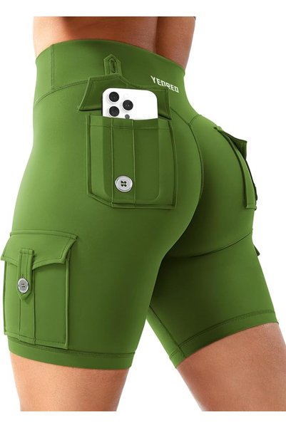 GENERAL YEOREO CoreFlex Women Workout Biker Shorts with Cargo Pockets Hidden ...