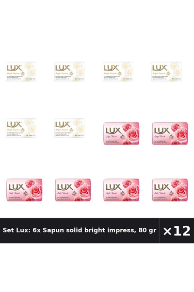 LUX Set Lux: 6x Săpun solid Bright Impress, 80 grame + Săpun solid Soft Touch...