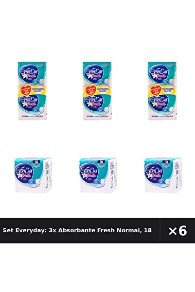 EveryDay Set Everyday: 3x Absorbante Fresh Normal, 18 buc + Absorbante Fresh ...