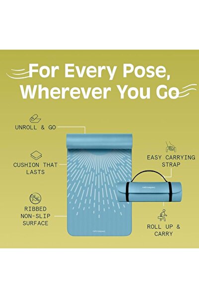 Retrospec Solana Yoga Mat 1/2" Thick w/Nylon Strap for Men & Women - Non Slip Exercise Mat for Yoga,