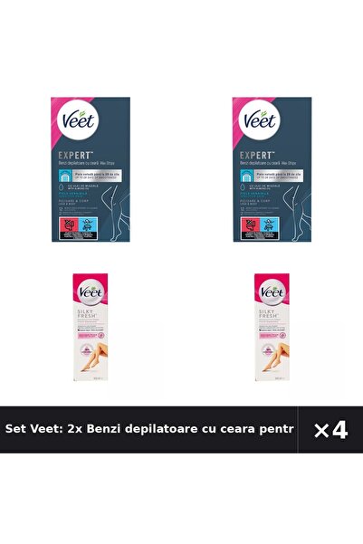 Veet Set Veet: 2x Benzi depilatoare cu ceara pentru picioare si +1