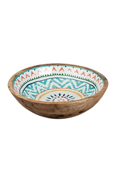 OEM Bol din Lemn Emailat cu Colorat Aztec Ø25x8cm – servire practică pentru m...