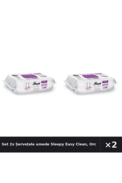 Sleepy Set 2x Șervețele umede Easy Clean, Orchid Garden, multisuprafețe, 100 buc