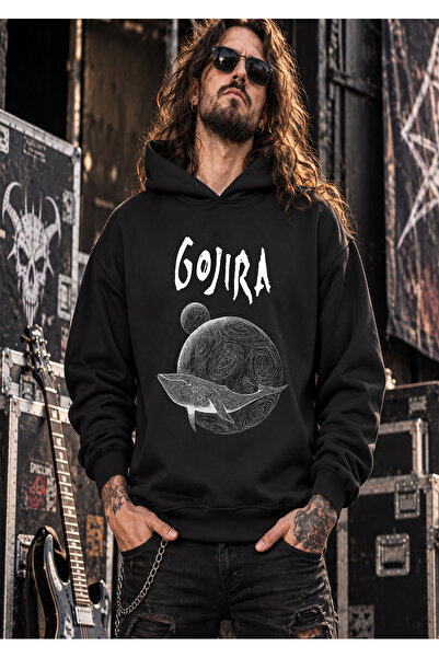 BUTSHIRT ‘Gojira - Flying Whales‘ Baskılı Unisex Kapüşonlu DAR Kesim Sweatshirt