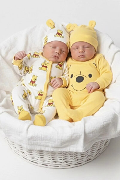 Tuğra Bebe Unisex Baby Teddy Bear Patterned Hat and Booties Set of 2, 100% Co...