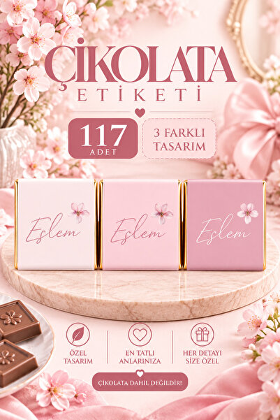 Genel Markalar Pudra Pembe Çiçek Temalı Madlen Çikolata Etiketi 117 Adet – 3 ...