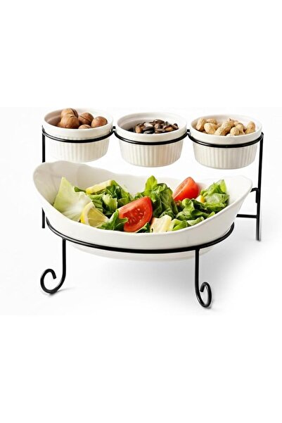 Cuisine Art Shallow 4PCS Porcelain Serving Set – 27cm Platter with 3×12cm Bow...