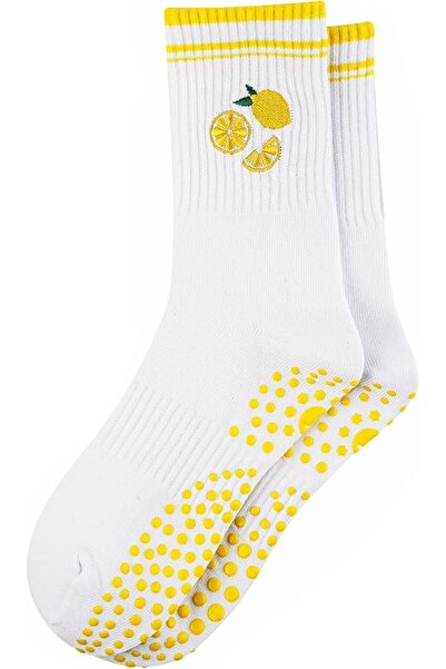 GENERAL floconssy Pilates Socks for Women, Grip Yoga Crew Embroidery Cute Soc...