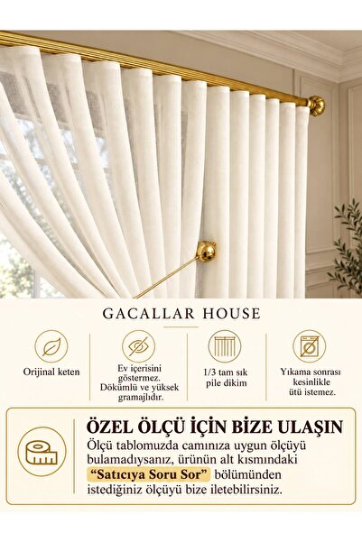 GACALLAR HOUSE Natural Linen Heavy Weight 1/3 Full Pleated No Ironing Needed after Washing, Does Not Show the Interior of the House Original